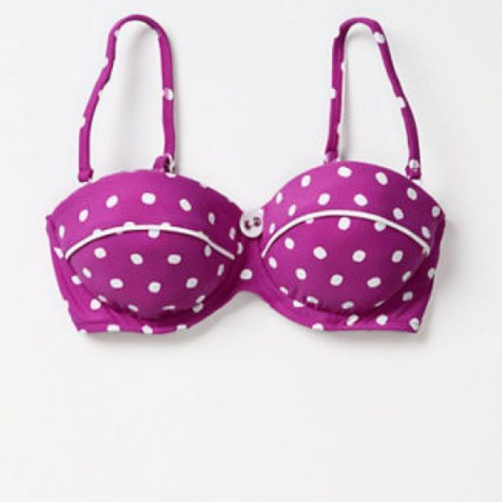Anthropologie Duffy Bikini Swimsuit Top Purple Polka Dot By Seafolly US Size 4